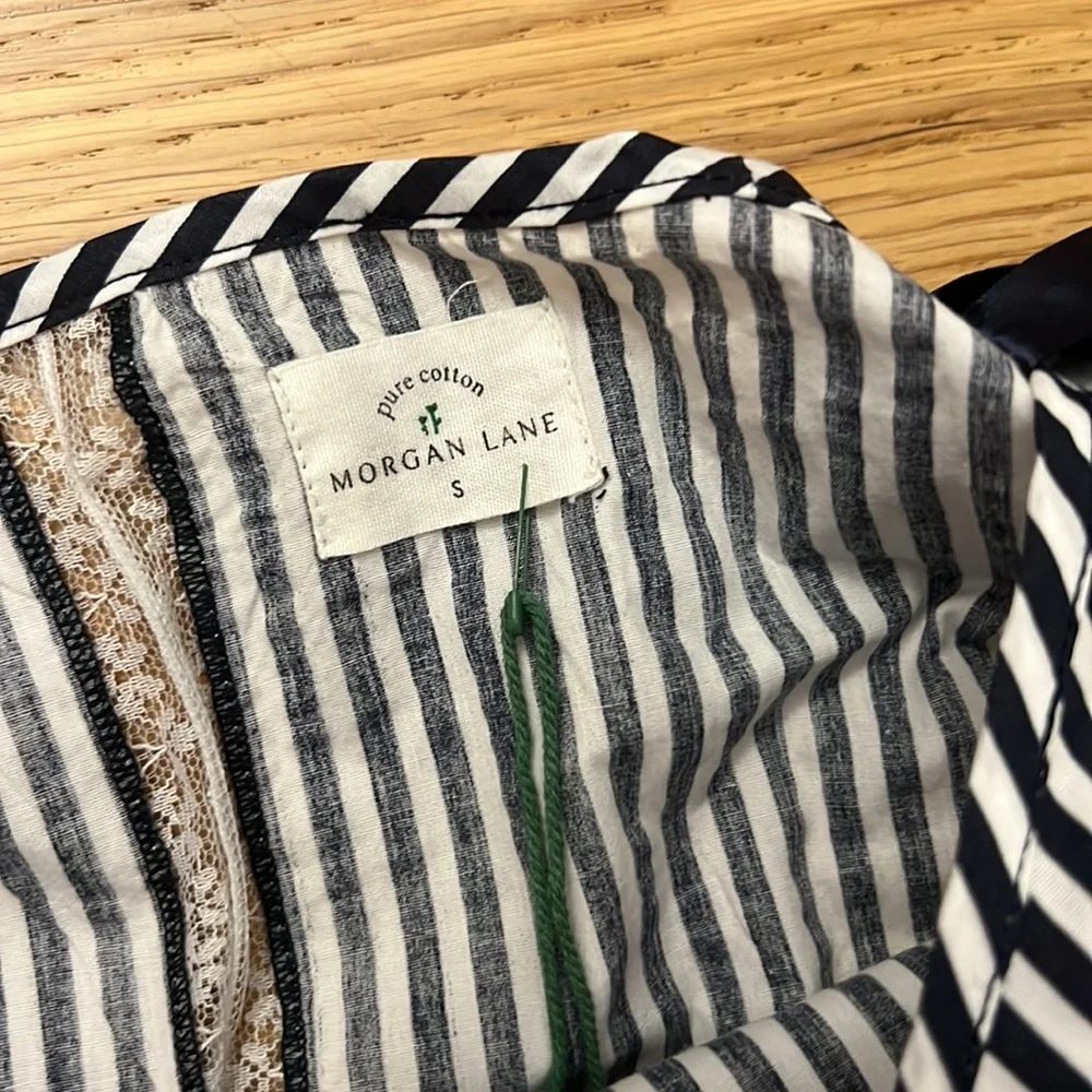 NWT Morgan Lane Gina Nessa Striped Ruffle-Trim Pajama Set - Picture 7 of 12